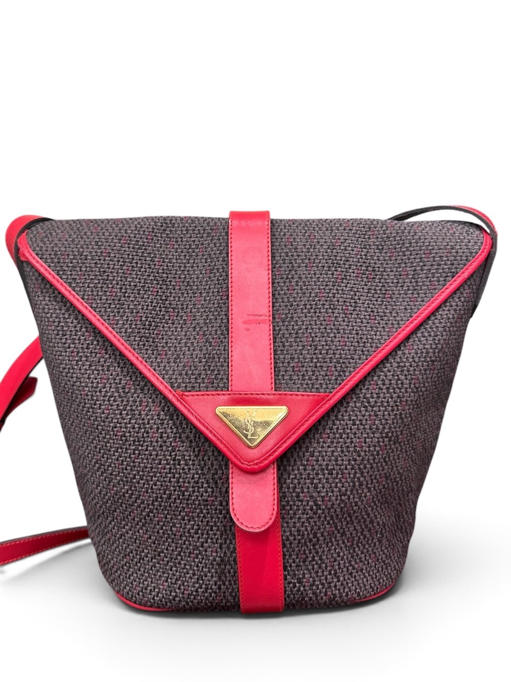 Vintage YSL Woven Red Leather Bucket Bag
